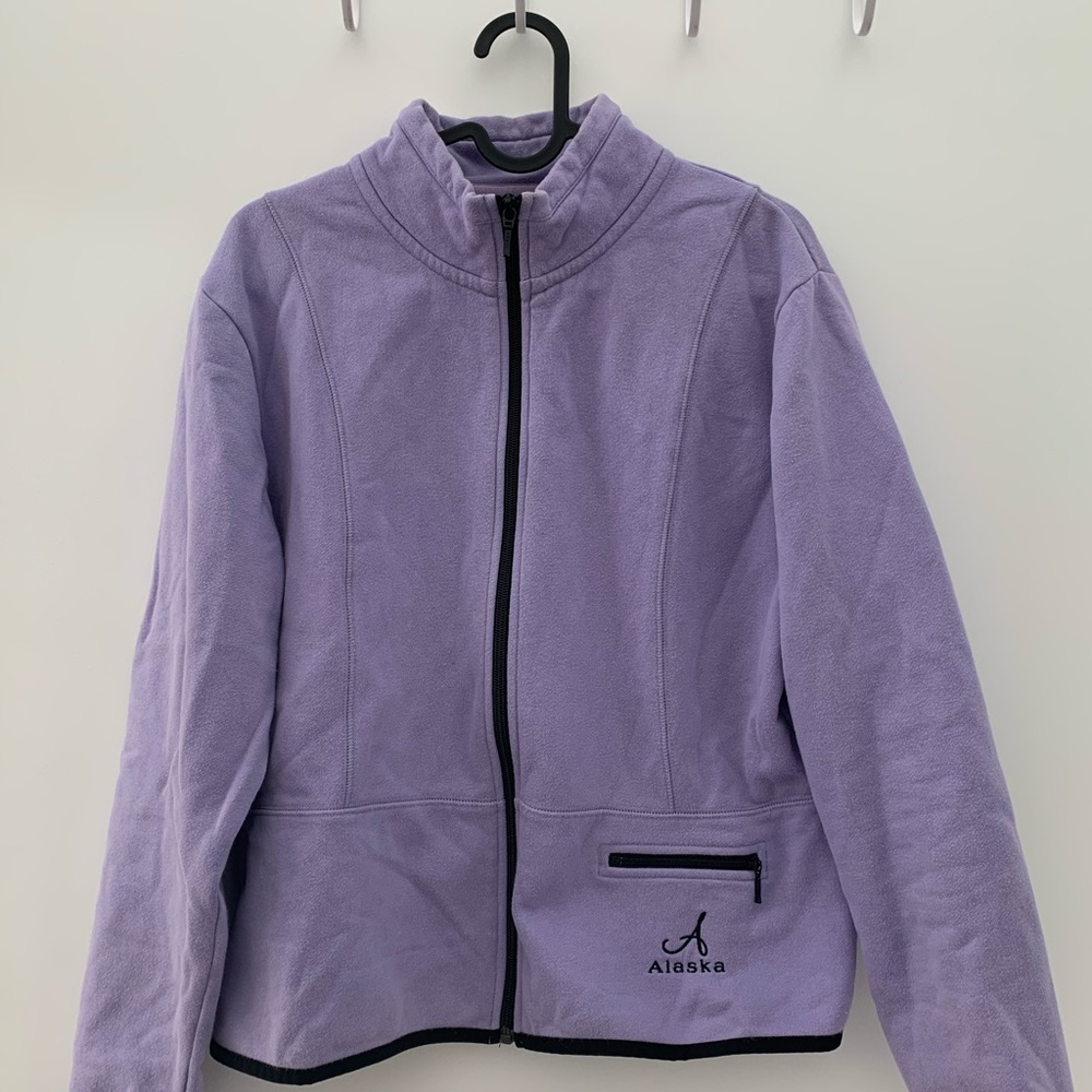 light purple black lined quarter zip